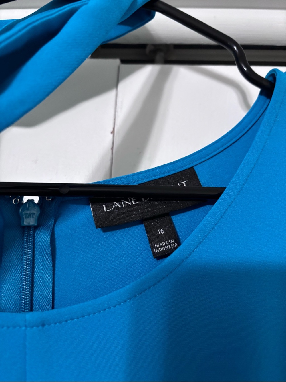 Lane Bryant Teal Blue Midi Dress with Neck Tie - Picture 2 of 2